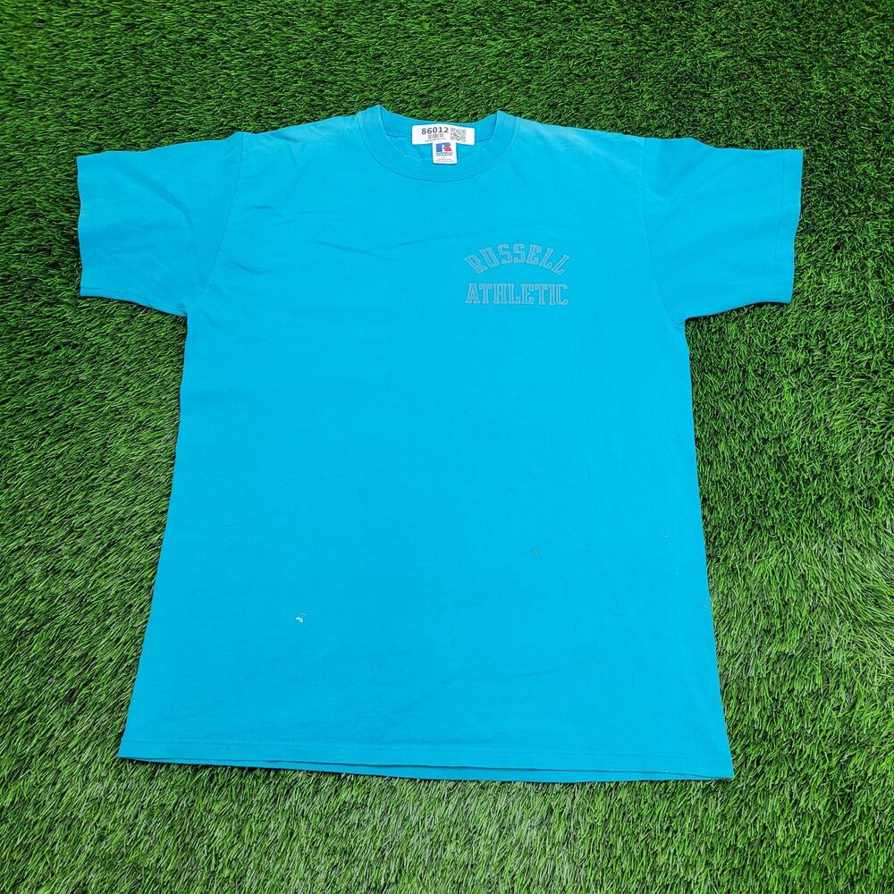 Vintage 80s Russell-Athletic Shirt Large 22x29 Blue Arch
